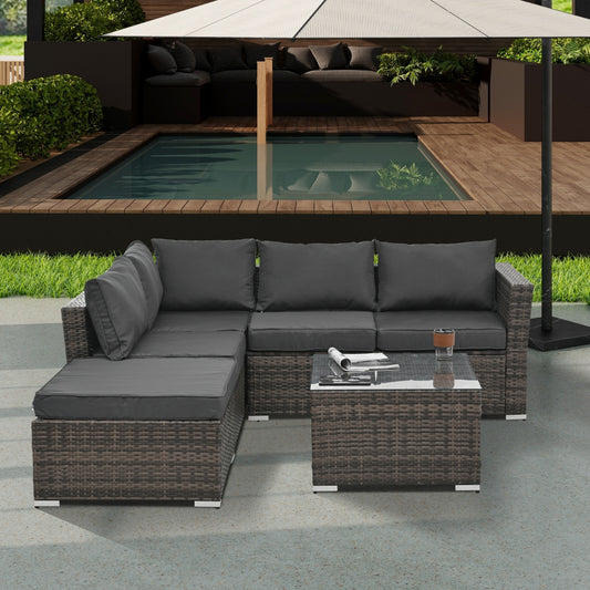 Dark Gray 4-Piece Wicker Patio Set