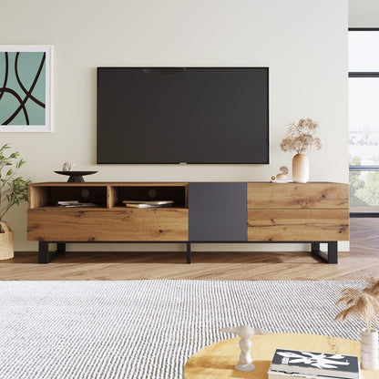 Wood Modern 80-Inch TV Stand with Storage