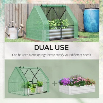 Green Galvanized Raised Garden Bed with Greenhouse