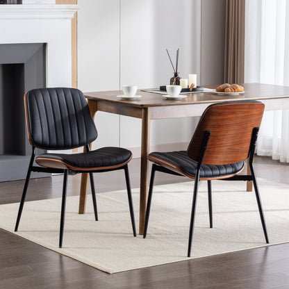 Black Faux Leather Dining Chairs, Set of 2