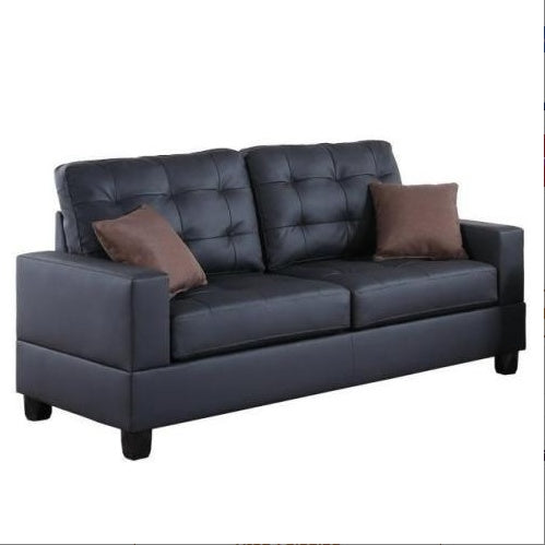 Black Faux Leather 2-Piece Sofa and Loveseat Set