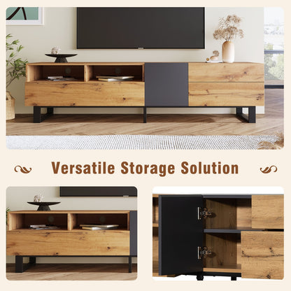 Wood Modern 80-Inch TV Stand with Storage