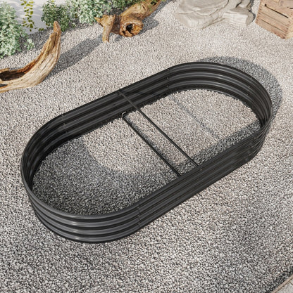 Black Oval Metal Raised Garden Bed
