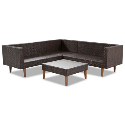 Beige Wicker 4-Piece L-Shape Sofa Set