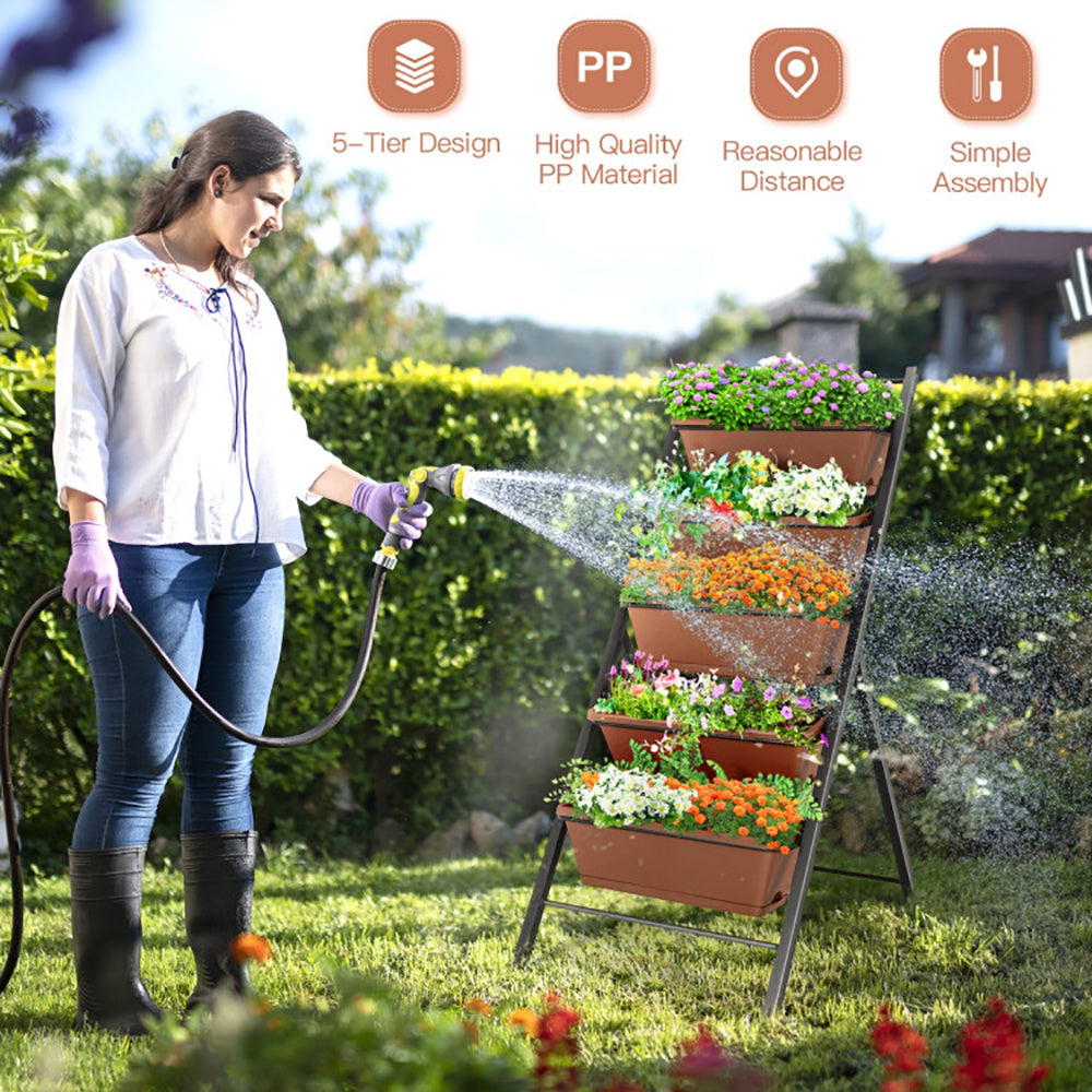 Brown/Green 5-Tier Vertical Garden Planter