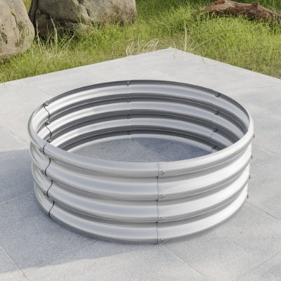 32" Silver/Black Tall Round Planter Bed