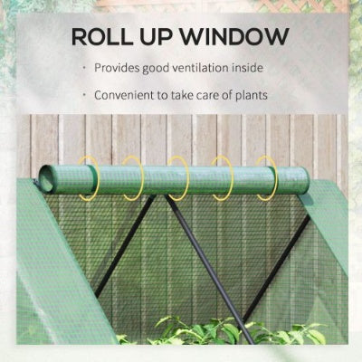 Green Galvanized Raised Garden Bed with Greenhouse