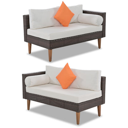 Beige Wicker 4-Piece L-Shape Sofa Set