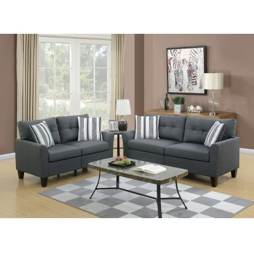 Charcoal Polyfiber 2-Piece Sofa and Loveseat Set