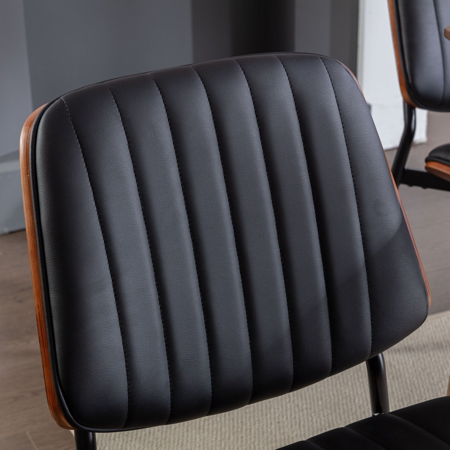 Black Faux Leather Dining Chairs, Set of 2
