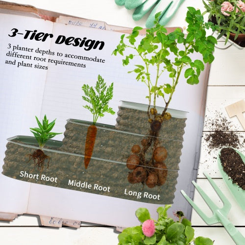 Green 3-Tier Galvanized Raised Garden Bed