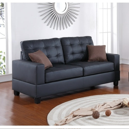 Black Faux Leather 2-Piece Sofa and Loveseat Set
