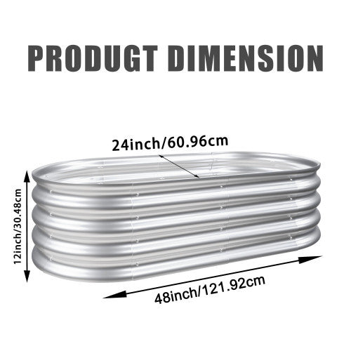 Silver Galvanized 4x2 ft Raised Garden Bed
