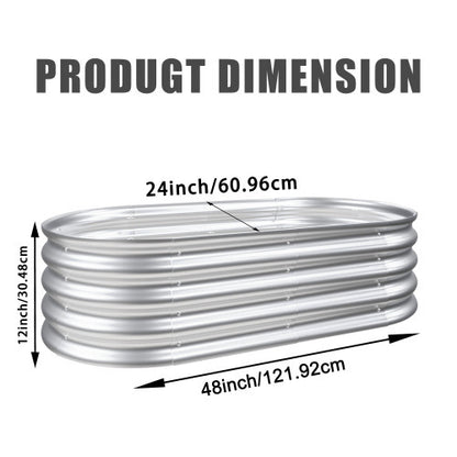 Silver Galvanized 4x2 ft Raised Garden Bed