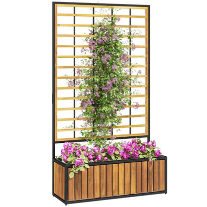 Acacia Wood Raised Garden Bed with Trellis