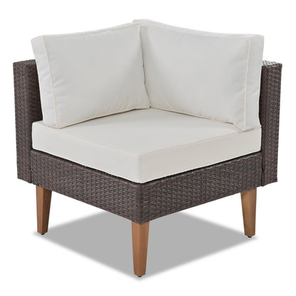 Beige Wicker 4-Piece L-Shape Sofa Set