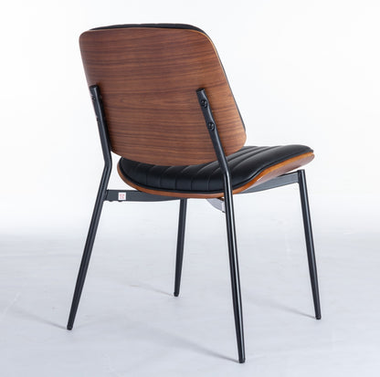 Black Faux Leather Dining Chairs, Set of 2