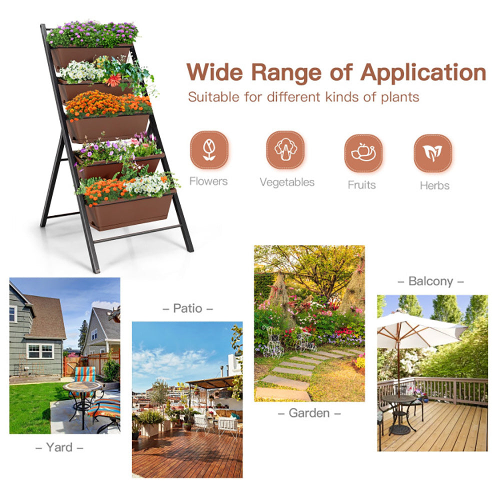 Brown/Green 5-Tier Vertical Garden Planter