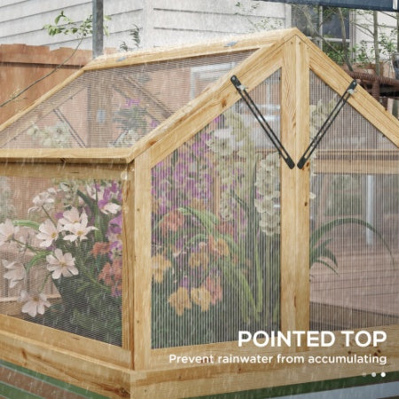 Natural Wood Raised Garden Bed with Greenhouse