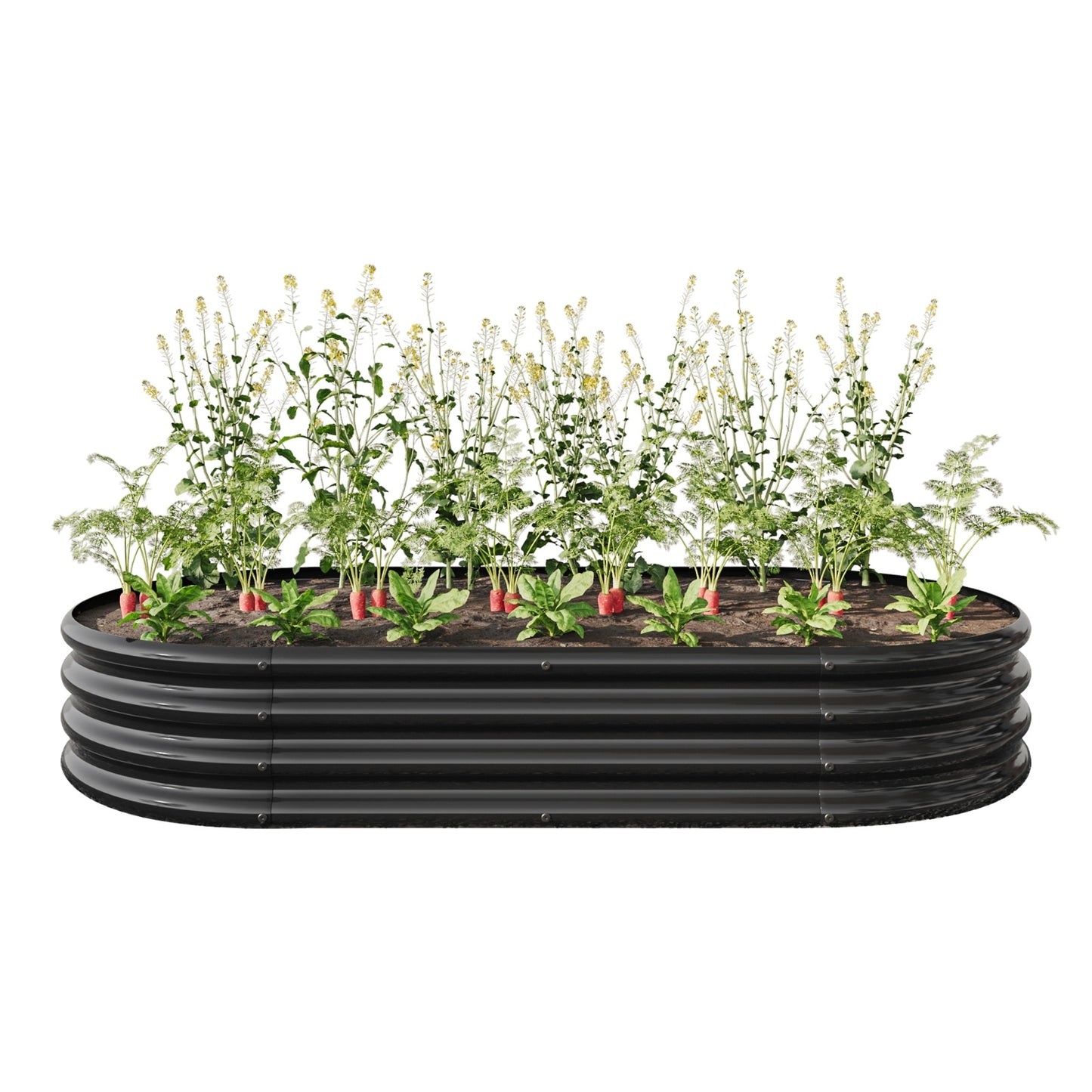 Black Oval Metal Raised Garden Bed