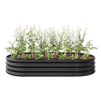 Black Oval Metal Raised Garden Bed