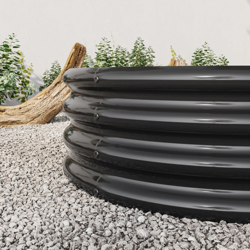 Black Oval Metal Raised Garden Bed