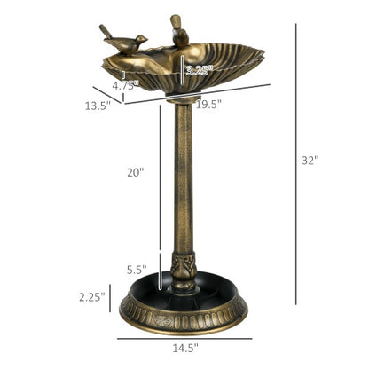 Bronze Antique 32-Inch Bird Bath with Planter