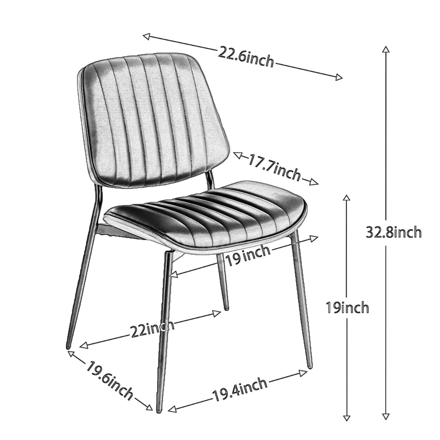Black Faux Leather Dining Chairs, Set of 2