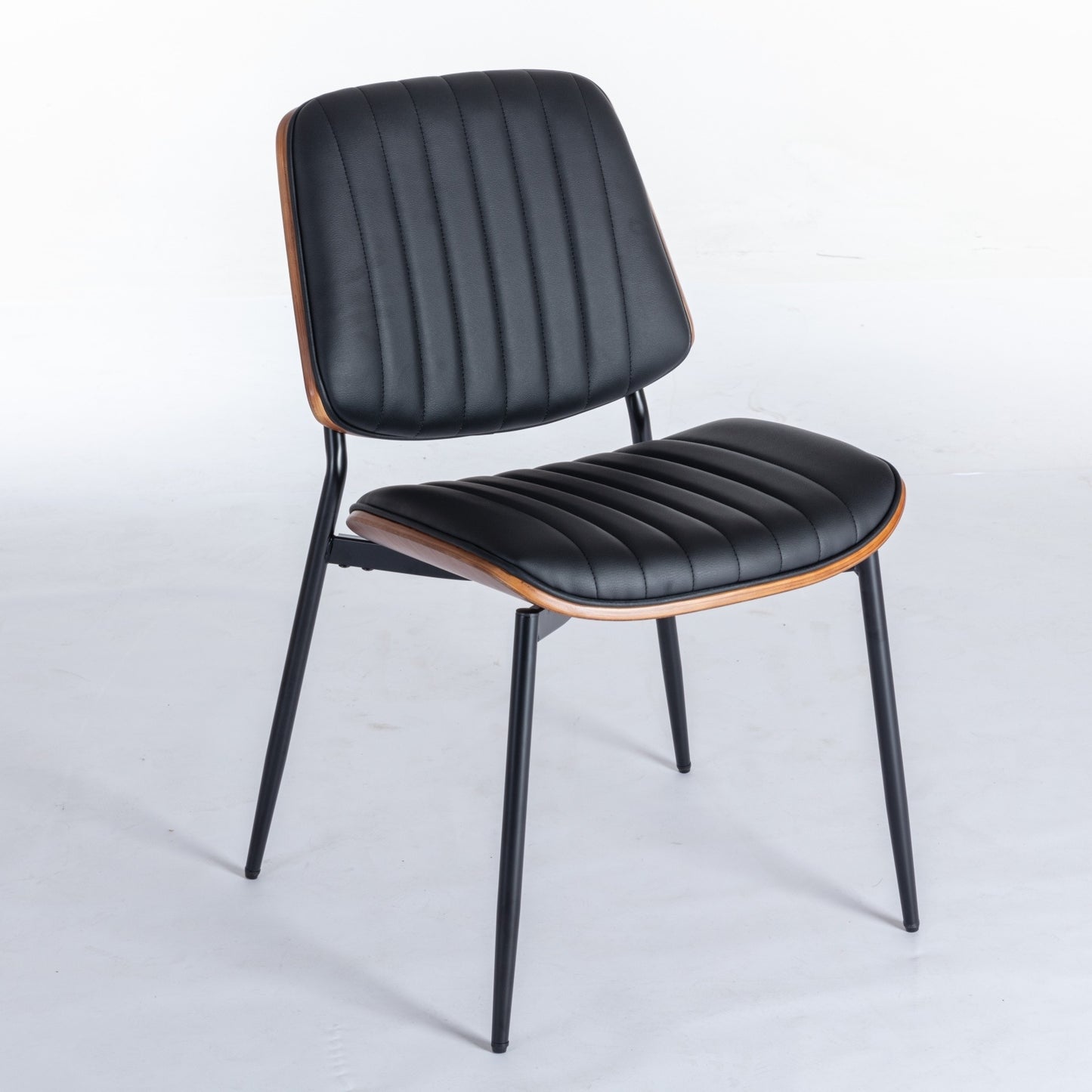 Black Faux Leather Dining Chairs, Set of 2