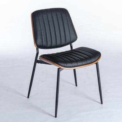 Black Faux Leather Dining Chairs, Set of 2