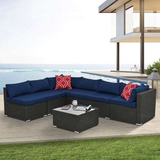 Dark Gray 6-Piece Wicker Patio Set