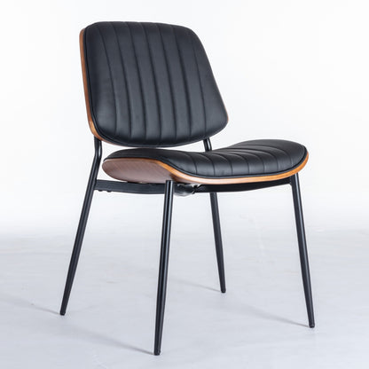 Black Faux Leather Dining Chairs, Set of 2