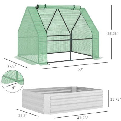 Green Galvanized Raised Garden Bed with Greenhouse