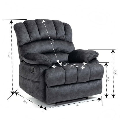 Dark Gray Velvet Manual Recliner Chair
