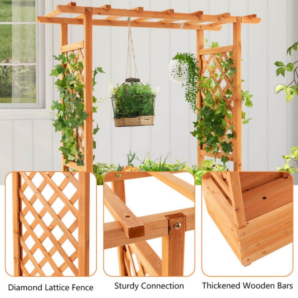 Orange Wooden 43.5x17.5 Garden Bed with Trellis