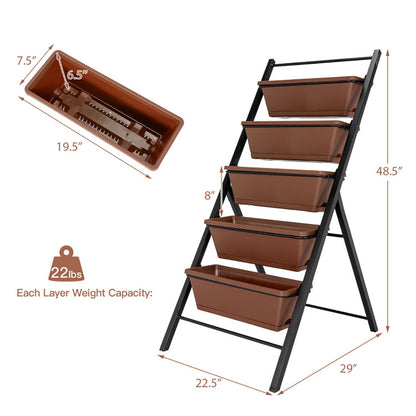 Brown/Green 5-Tier Vertical Garden Planter