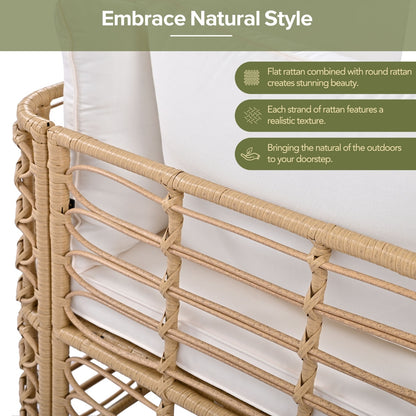 Beige Wicker 7-Piece Patio Sofa Set